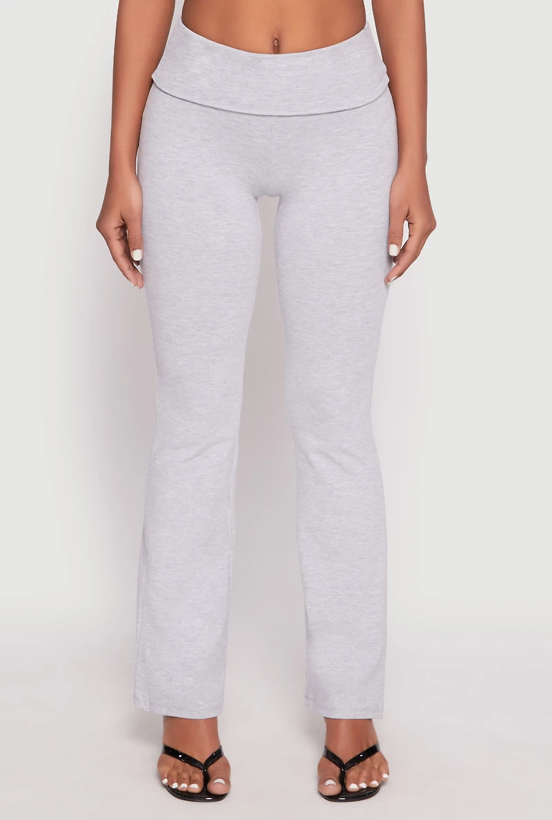 Womens Almost Famous Fold Over Waist Pants, Grey,