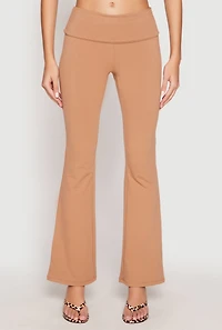 Womens Almost Famous Fold Over Waist Pants, Khaki,