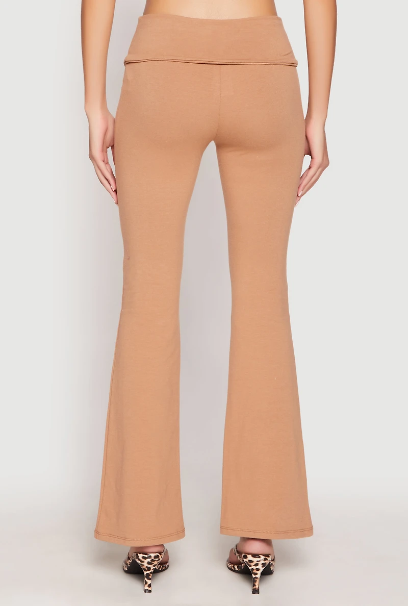 Womens Almost Famous Fold Over Waist Pants, Khaki,