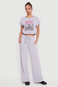 Almost Famous Wide Leg Fleece Sweatpants with Pockets