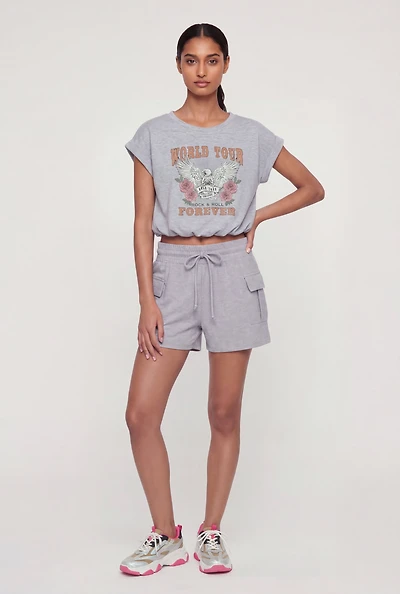 Cargo Pocket Drawstring Waist Shorts