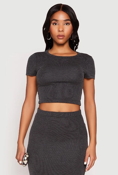 Almost Famous Ribbed Knit Short Sleeve Top
