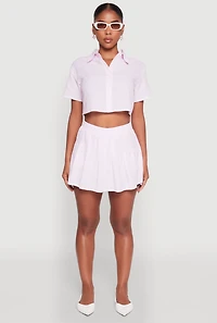 Womens Almost Famous Striped Seersucker Pleated Skirt, Pink, Size L