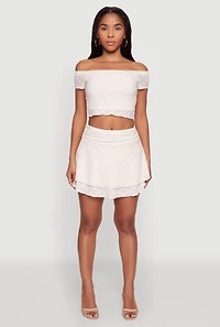 Womens Madden Girl Lace Off The Shoulder Crop Top, XL