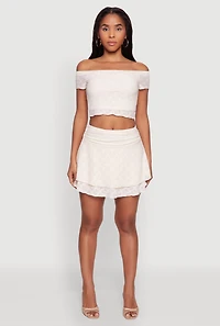 Womens Madden Girl Ruched Lace Tiered Skirt, Khaki,