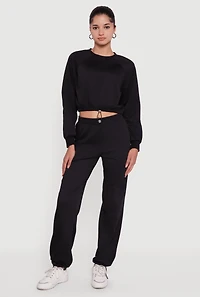 Womens Almost Famous Toggle Drawstring Hem Cropped Raglan Sweatshirt,