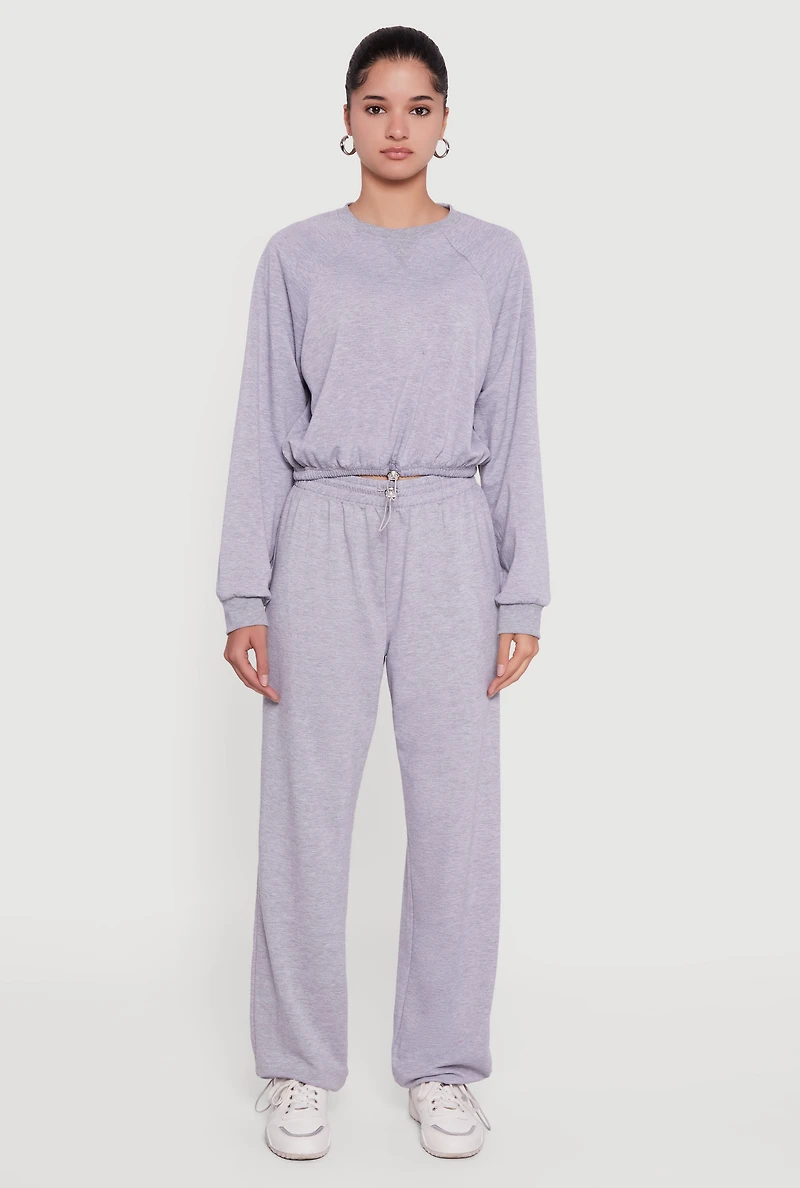 Almost Famous Toggle Drawstring Hem Cropped Raglan Sweatshirt
