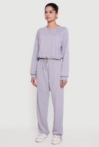 Womens Almost Famous Toggle Drawstring Hem Cropped Raglan Sweatshirt, Grey,