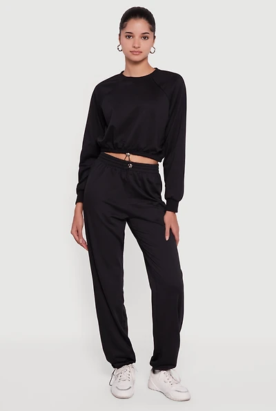 Womens Almost Famous Toggle Drawstring Waist Sweatpants,