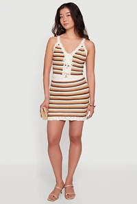 Almost Famous Striped Crochet Mini Skirt