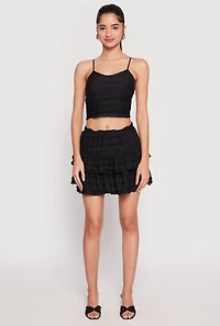 Womens Almost Famous Tiered Cropped Cami, Black, Size S