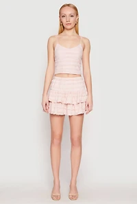 Womens Almost Famous Tiered Cropped Cami, Pink, Size XL