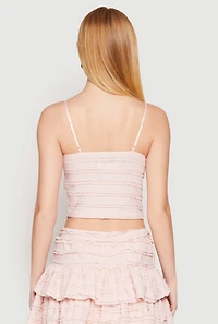Womens Almost Famous Tiered Cropped Cami, Pink, Size XL