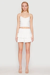 Womens Almost Famous Tiered Mini Skirt, White, Size XL