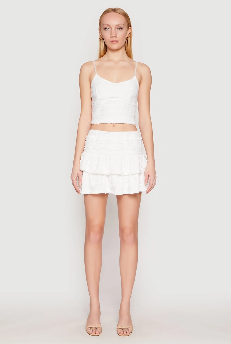 Womens Almost Famous Tiered Mini Skirt, White, Size L