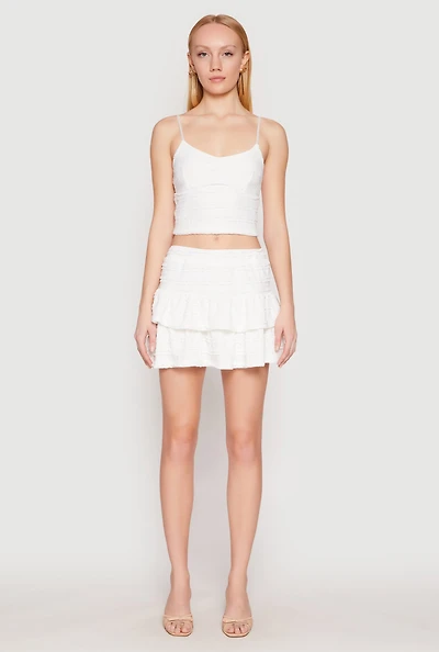 Womens Almost Famous Tiered Mini Skirt, White, Size L