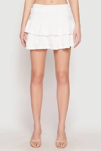 Womens Almost Famous Tiered Mini Skirt, White, Size L
