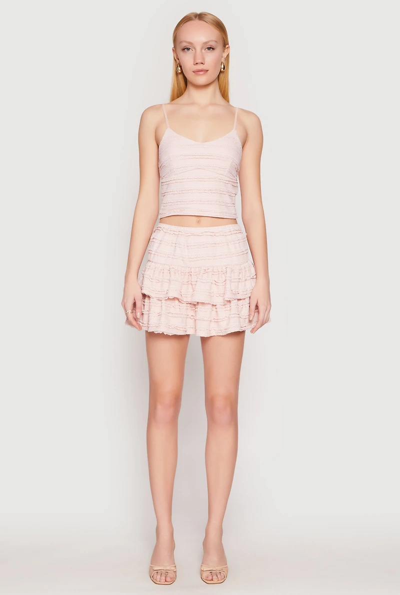 Womens Almost Famous Tiered Mini Skirt, Pink, Size L