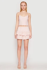 Womens Almost Famous Tiered Mini Skirt, Pink, Size L