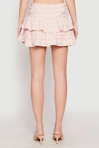 Womens Almost Famous Tiered Mini Skirt, Pink, Size M
