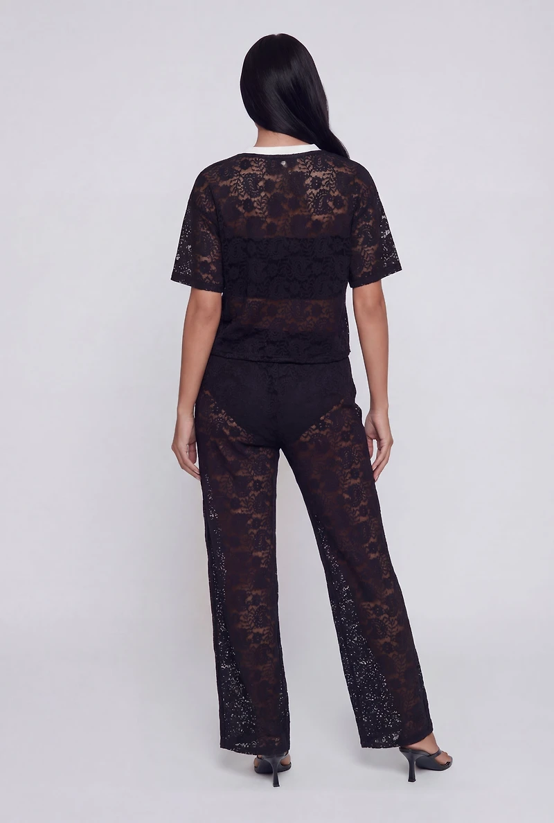 Almost Famous Lace Short Sleeve V-Neck Top