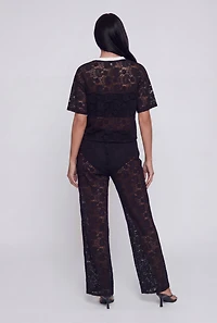 Almost Famous Lace Short Sleeve V-Neck Top