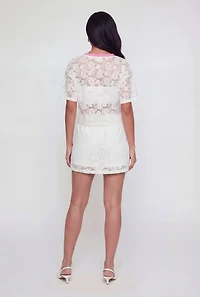 Almost Famous Lace Short Sleeve V-Neck Top