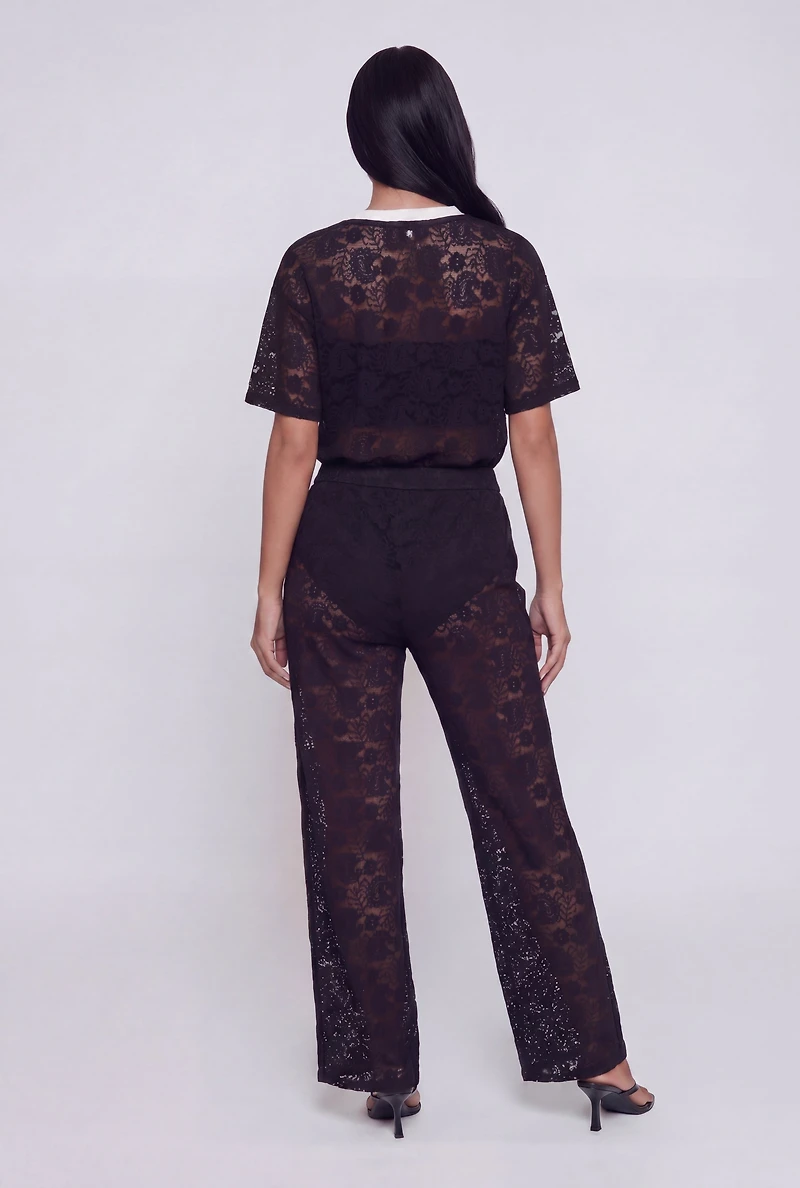 Almost Famous Lace Drawstring Waist Pants