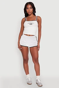 Almost Famous Contrast Trim Graphic Print Crop Cami