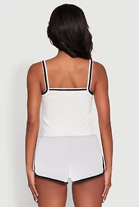 Almost Famous Contrast Trim Graphic Print Crop Cami
