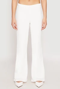 Womens Almost Famous Textured Knit Flare Pants, White, Size M