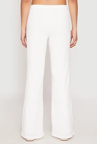 Womens Almost Famous Textured Knit Flare Pants, White, Size M