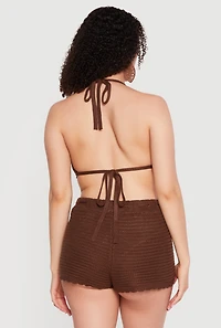 Crochet Striped Halter Crop Top