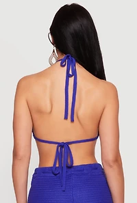 Crochet Striped Halter Crop Top