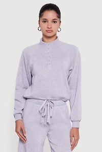 Womens Almost Famous Drawstring Hem Cropped Raglan Sweatshirt, M