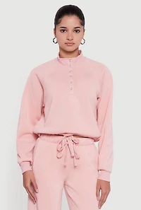 Almost Famous Drawstring Hem Cropped Raglan Sweatshirt