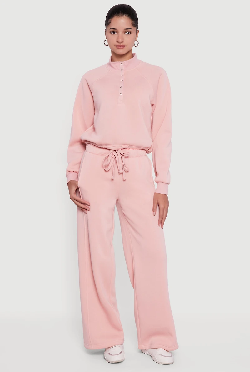 Almost Famous Drawstring Hem Cropped Raglan Sweatshirt