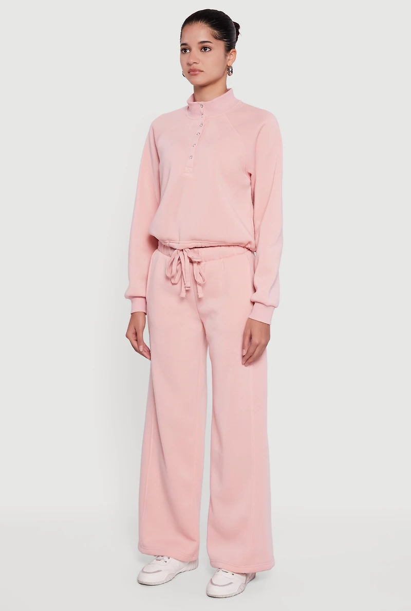 Almost Famous Drawstring Hem Cropped Raglan Sweatshirt