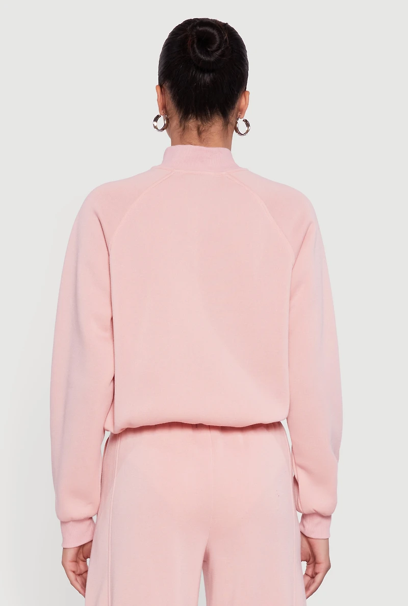 Almost Famous Drawstring Hem Cropped Raglan Sweatshirt