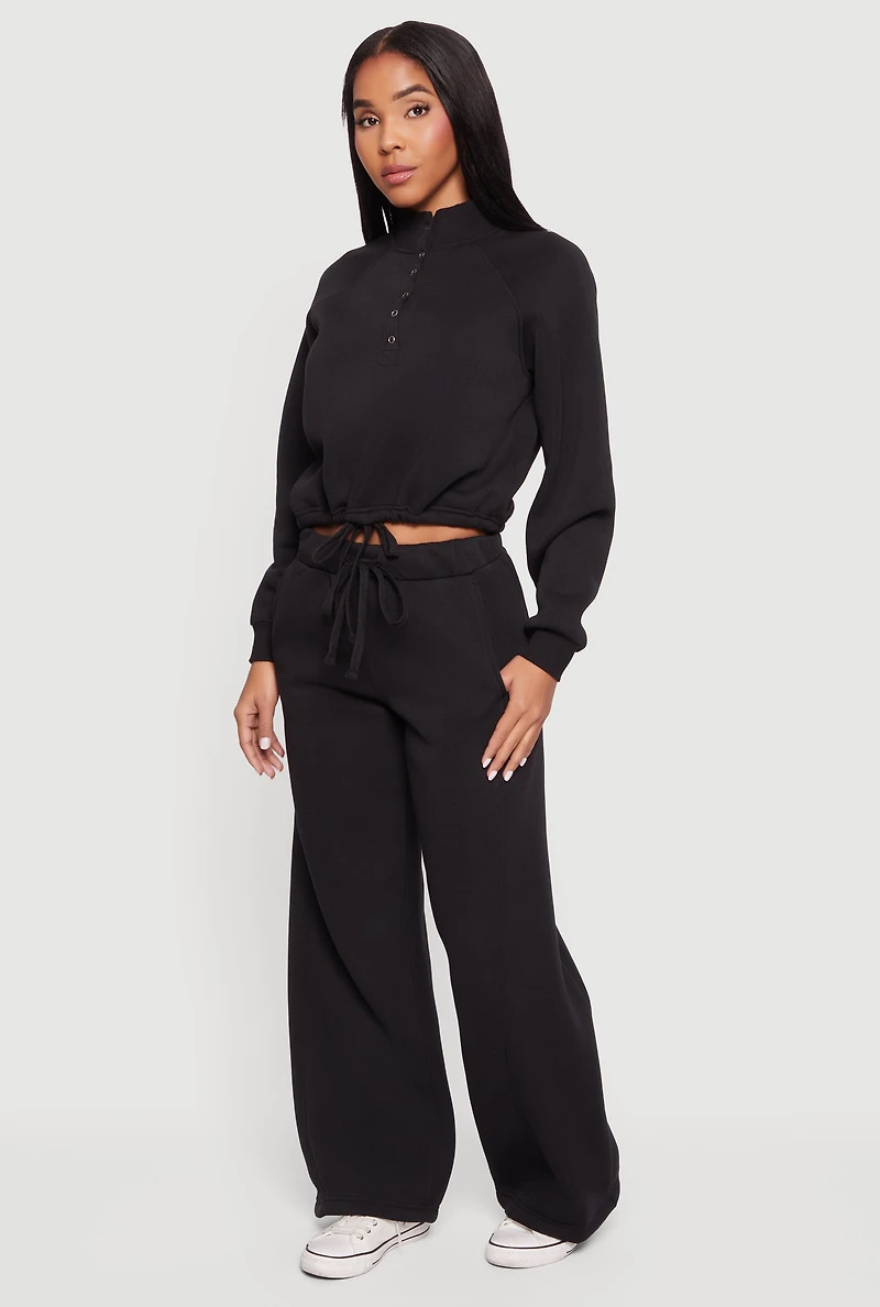 Womens Almost Famous Drawstring Waist Wide Leg Sweatpants,
