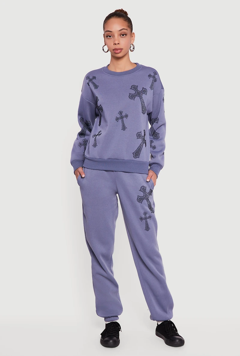 Almost Famous Rhinestone Graphic Sweatpants