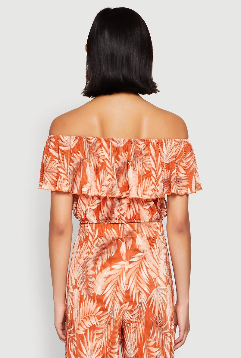 Almost Famous Tropical Print Off the Shoulder Top