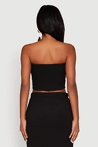 Womens Almost Famous Smocked Handkerchief Hem Tube Top, Black, Size M
