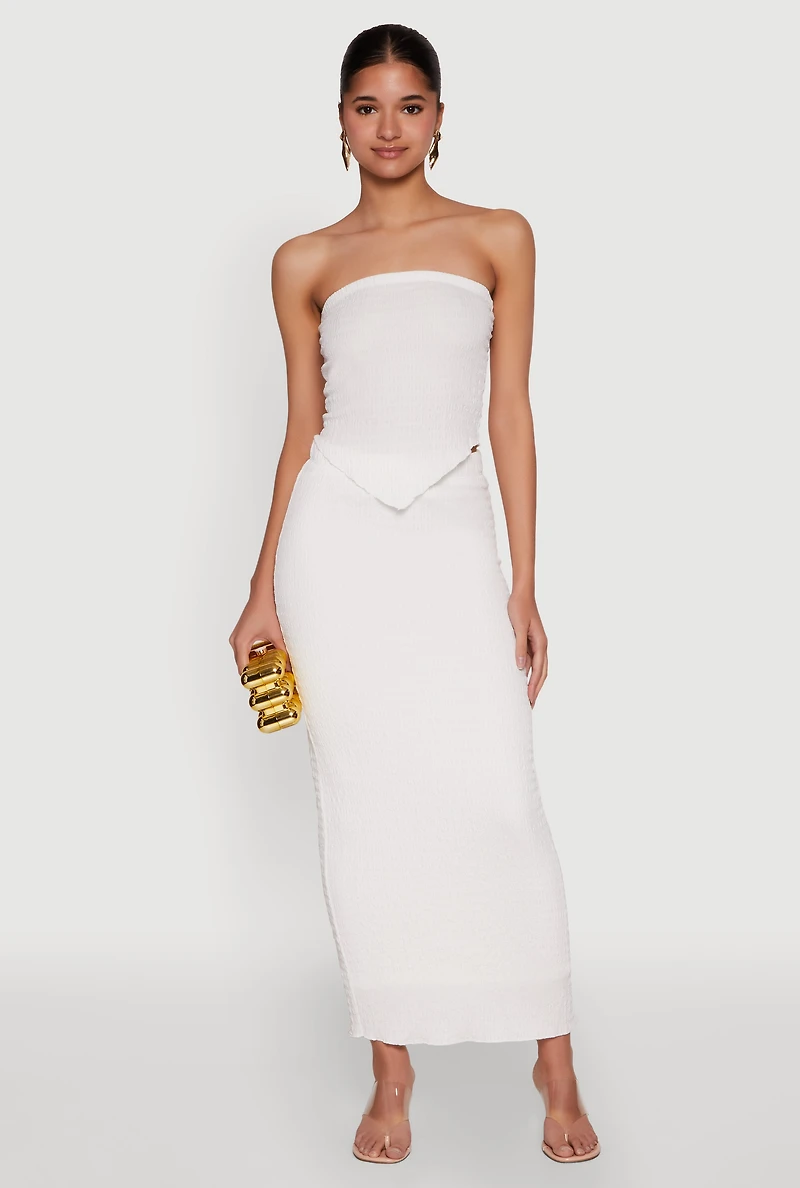 Almost Famous Smocked Handkerchief Hem Tube Top