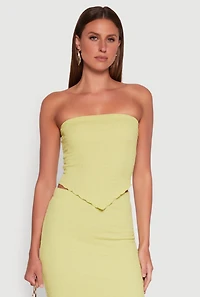 Womens Almost Famous Smocked Handkerchief Hem Tube Top, Green, Size M