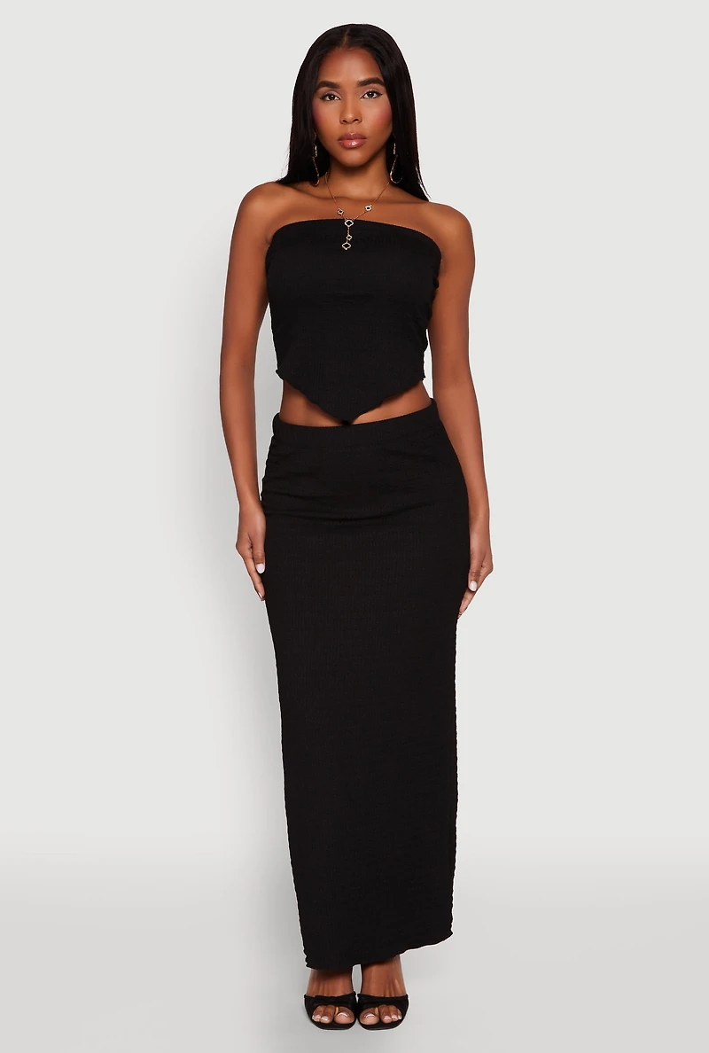 Womens Almost Famous Textured Knit Maxi Skirt, M