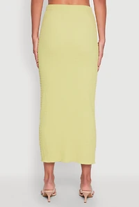 Womens Almost Famous Textured Knit Maxi Skirt, Green, Size M