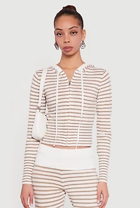Almost Famous Striped Zip Front Hoodie