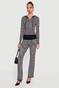 Almost Famous Striped Fold Over Flare Pants