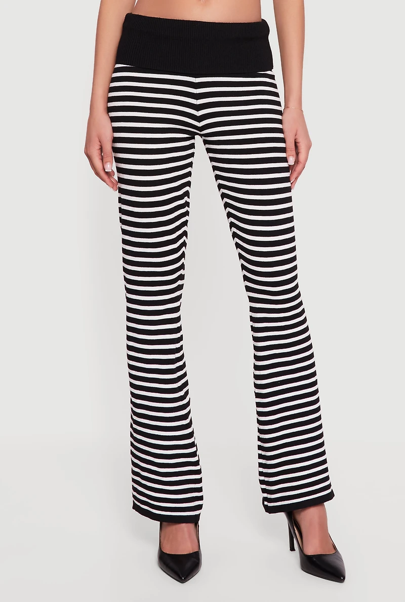 Almost Famous Striped Fold Over Flare Pants